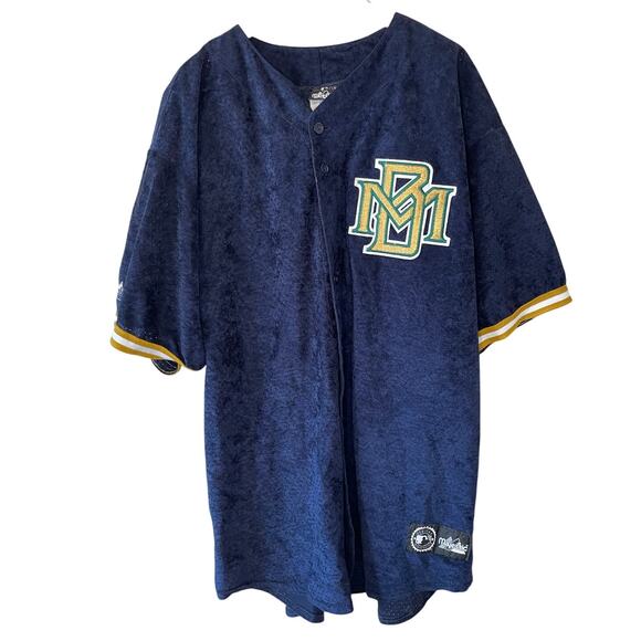 VTG Genuine Merchandise by Majestic Milwaukee Brewers Blue Button Up Jersey XL - Picture 1 of 13